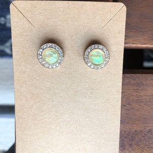 Iridescent Cream Stud Earrings